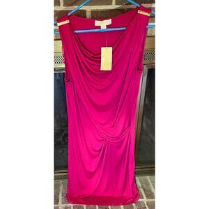 Michael by Michael Kors-Lacquer Pink Sleeveless Midi Length Dress-NWT Size Small